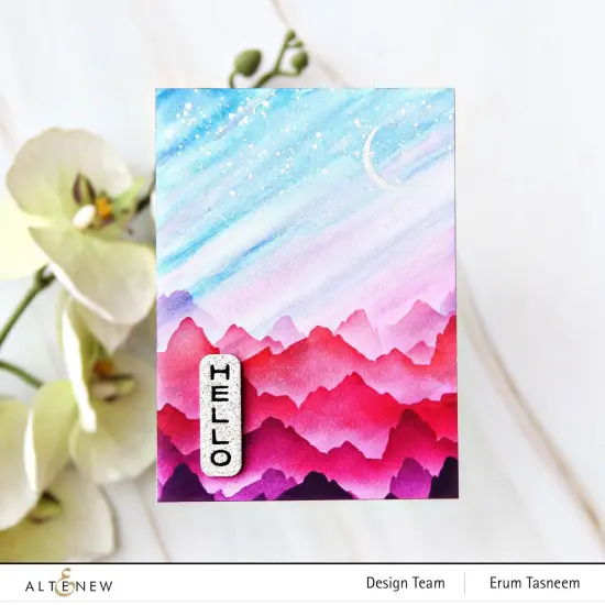 Abstract Mountain Scene Stencil {4}