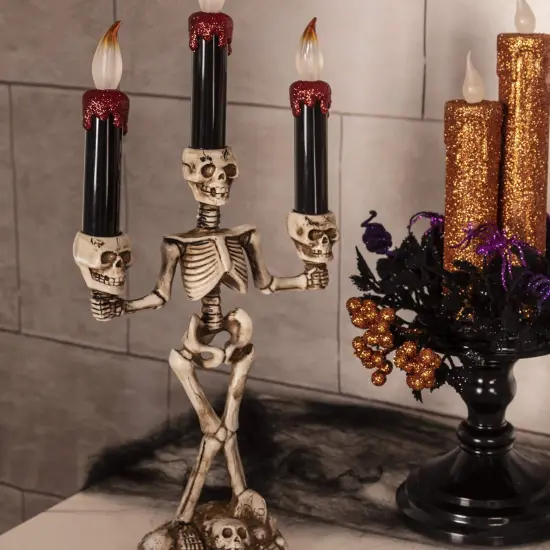 Halloween Candelabra with LED Flameless Candles Holder Battery Operated Flickering Spooky Lighting for Halloween Decorations Mental D&eacute;cor Window Centerpieces {5}