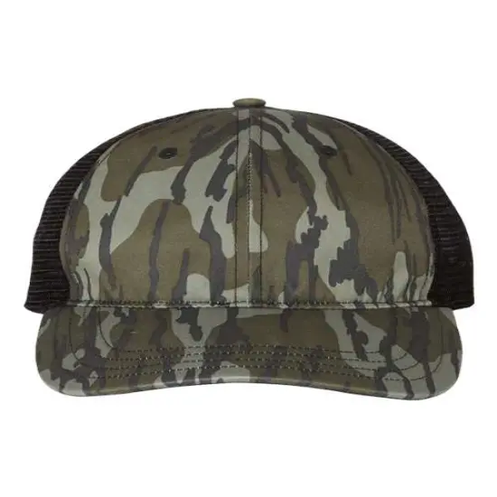Richardson&reg; Garment Washed Printed Trucker Cap M D Camo/Light Green {7}