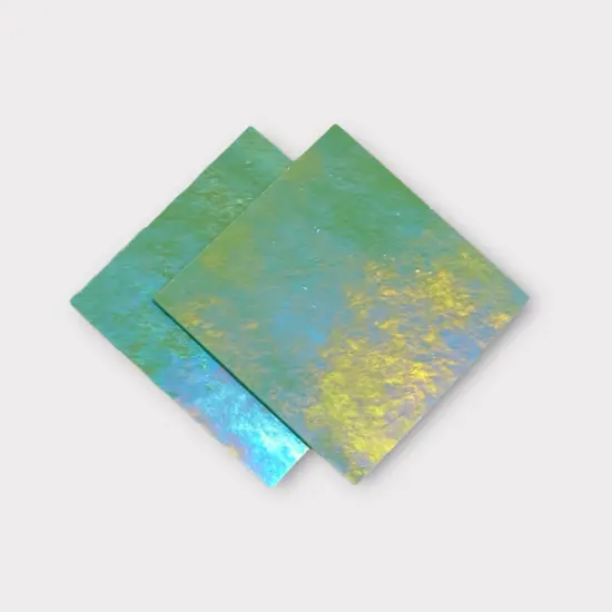 Olive Green Luminescent COE 96 Fusible Glass Sheets / Mosaic Squares - 2 Pack {3}