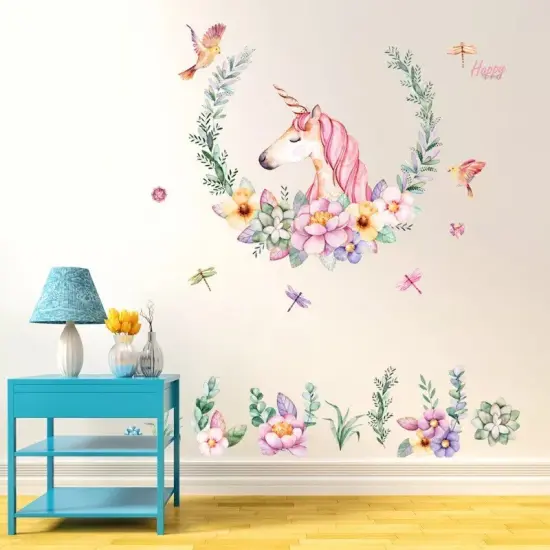 Fairy Unicorn Detachable Wall Sticker Flower Kid's Room Decoration {2}