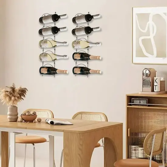 Black Wall Mount Wine Rack Ironwork Wine Rack Shelf Farmhouse Wall Decor Kitchen {4}
