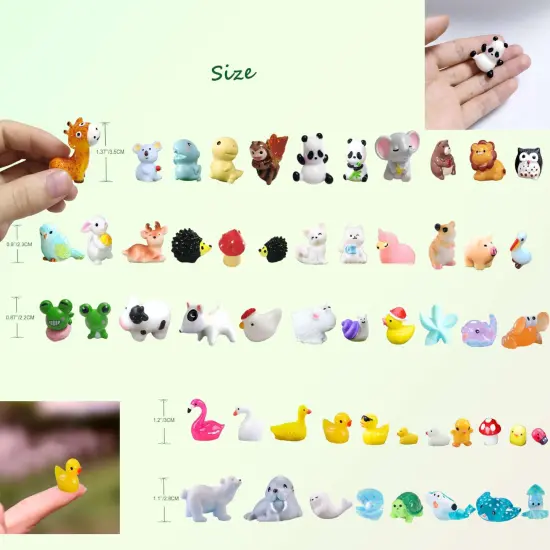 100 Pieces Mini Resin Animals Figures Set for Miniature Garden Decor - Slime Charm for Craft - Tiny Resin Animal {1}