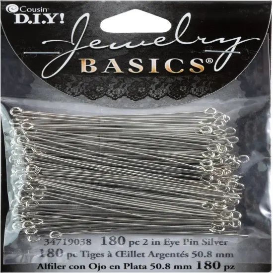 CousinDIY Jewelry Basics Metal Findings 180/Pkg-Silver Eye Pins {1}