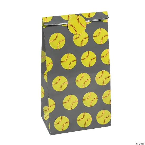 5" x 10" Bulk 48 Pc. Softball Paper Treat Bags {4}