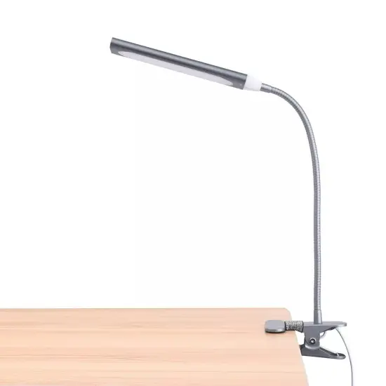 USB Clip-On Led Desk Lamp Dimmable Metal Gooseneck Adjustable Brightness Light {1}