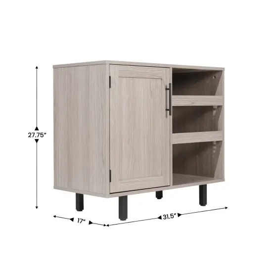 Merrick Lane Aloise Bar and Sideboard with Storage Cabinet, Hanging Stemware Holders and Bottle Storage Gray {5}