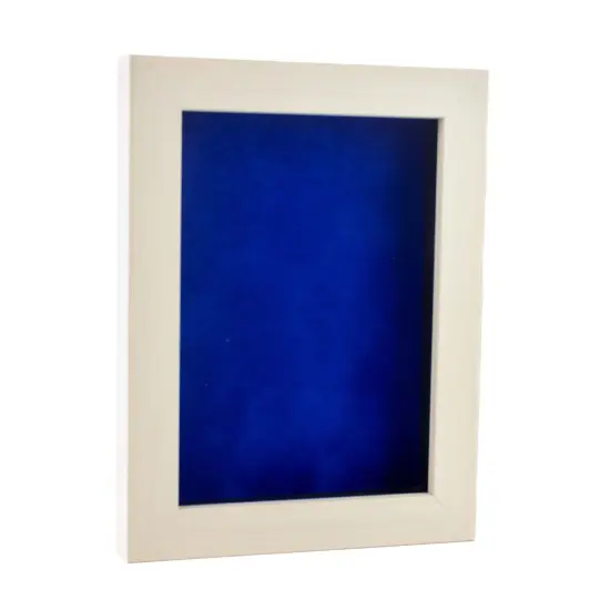 Natural Whitewash Wood Shadow Box Frame with Acrylic Front - Royal Blue Suede Backing, 30 Sizes {2}