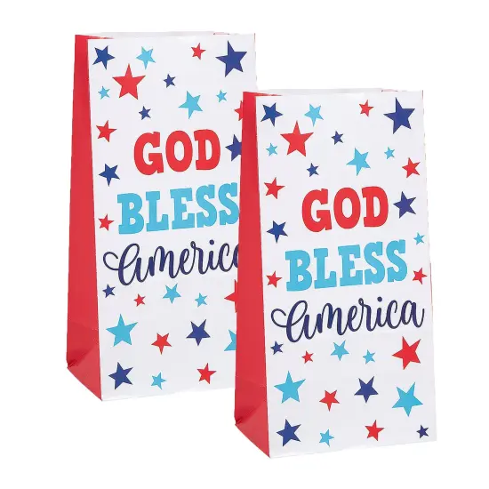 Religious Patriotic Paper Treat Bags 5 1/4" x 10" - 12 Pc {3}