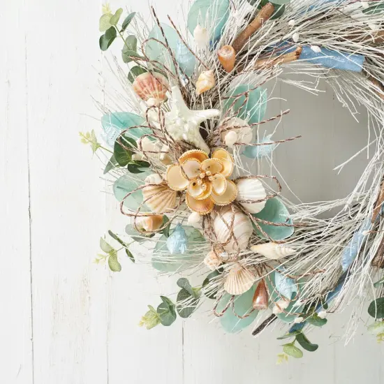 Coastal Shell Wreath 22" Handcrafted Decorations Christmas Gift - Holiday Tree {2}