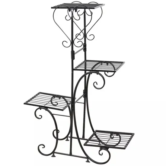 Non-Slip 4 TIER Metal Shelves Flower Pot Plant Stand Indoor Outdoor Garden Patio {4}
