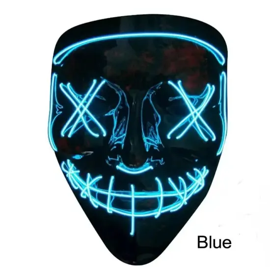 Kitcheniva Halloween Purge Rave Party Light Up Stitches Scary LED Mask Blue {1}