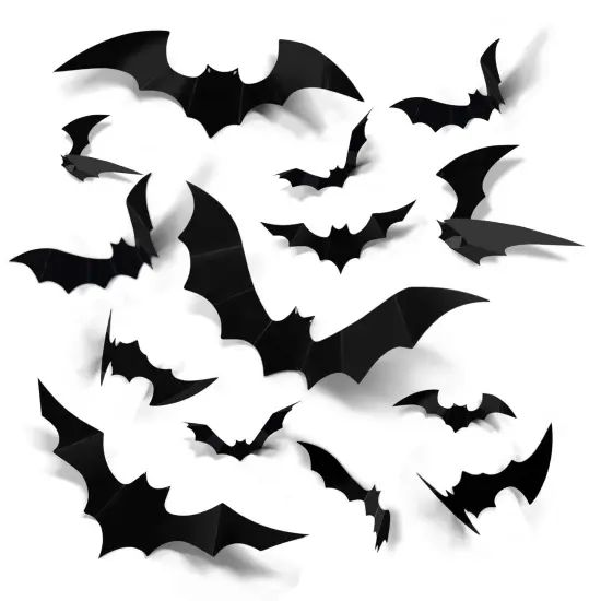 60 Pieces Halloween 3D Bats Decoration, 4 Sizes Realistic PVC Scary Bats Window Decal Wall Stickers for DIY Home Bathroom Indoor Hallowmas Decoration Party Supplies {2}