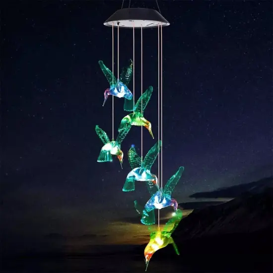colorful Hummingbird Solar Gift Light Color Changing LED Garden Hanging Light {2}
