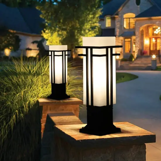 Outdoor Post Light Yard Driveway Fence Pillar Lamp Lantern Light Fixture Garden {2}
