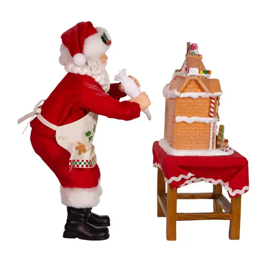 10.5" Fabrich&eacute;&trade; Battery-Operated Santa With Gingerbread Houses, 2-Piece Set {4}