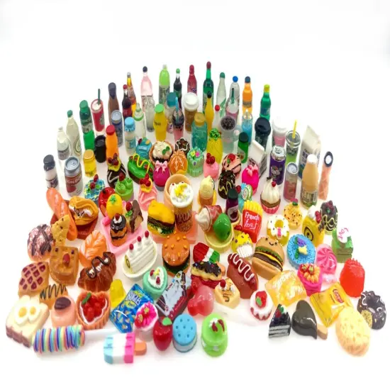 20 Pieces Miniature Food Drink Bottles Pretend Play Kitchen Game Party Toys (10 Bottles + 10 Foods（Random）) {2}