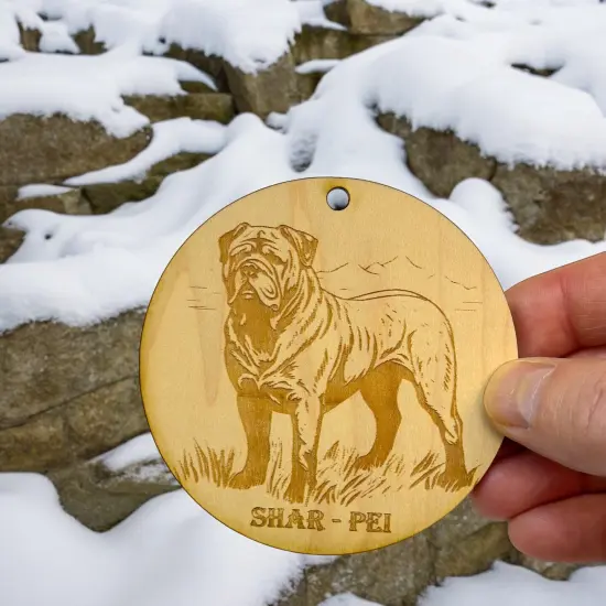 Ornament - Shar Pei Dog Raw Wood {6}