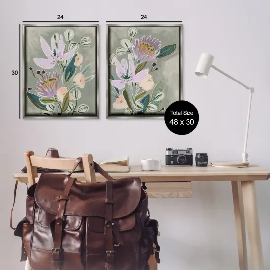 Stupell Industries Abstract Purple Floral Arrangement Framed Floater Canvas Wall Art Gray Floater Frame {3}