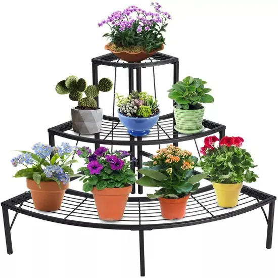 Iron Plant Stand Corner Shelf Flower Orchid Storage Rack Heavy Duty Load 132Lbs {1}