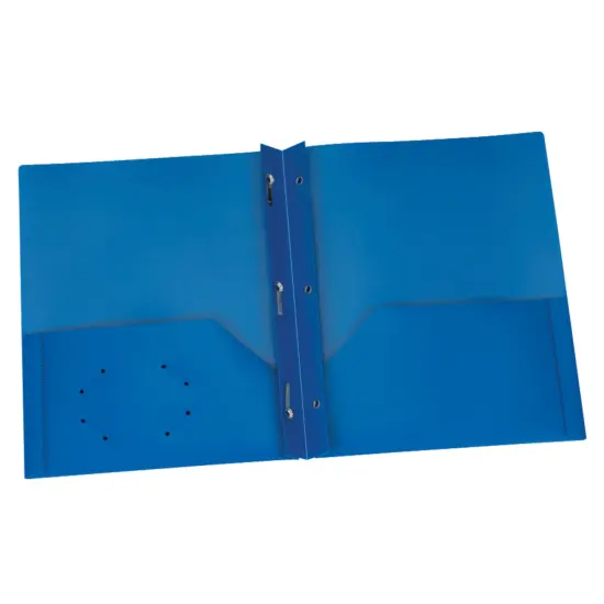 Blue Poly Two Pocket Portfolio with Prongs, Pack of 25 {1}