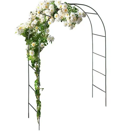 Outdoor Metal Black Wedding Arch Curved Garden Arbor for Climbing Plants Trellis {1}