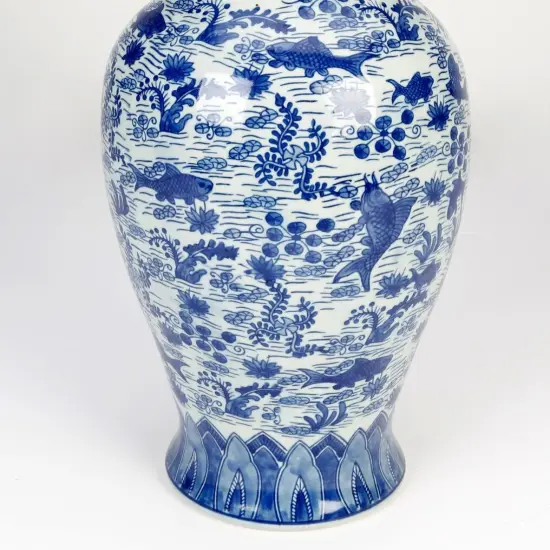 AA Importing Koi Pond 18" Vase Blue {3}