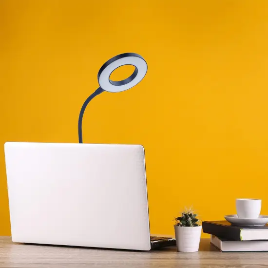 Lighting Zlata Painted Black Plastic Tap or Touch Switch Dimmable and Adjustable Color Temperature Office Desk Lamp with 21 LEDs and USB Port {4}