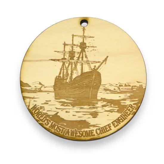 Ornament - World's Most Awesome Chief Engineer Raw Wood {1}