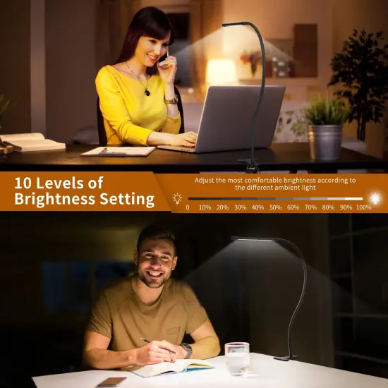 LED Desk Lamp for Home Office with Clamp [77 LEDs Light 3 Color Modes & 10 Brightness Levels] Flexible Gooseneck Book Lights, Easy Clip on Reading Headboard {6}