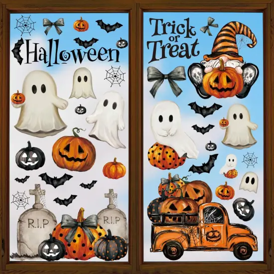 83 Pieces Halloween Window Cling Sticker, Ghosts Pumpkins for Home Party Supplies Shop Window Glass Display Decoration {2}