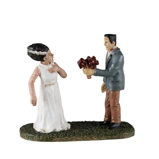 Lemax Spooky Town Halloween Village Accessory Dating Clients Frankenstein Couple Figurine {1}