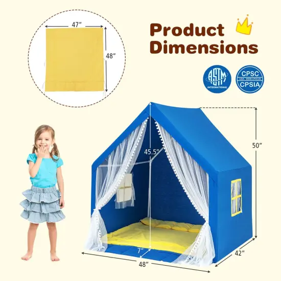 Costway Large Play TentKids & Toddlers Playhouse with Washable Cotton Mat, Star Lights {3}