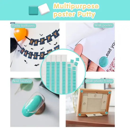 hitsuki Adhesive Poster Sticky Tack Putty Multipurpose Mounting Putty Tacky Putty, Sticky Putty Poster Ticky Tack Wall Putty for Hanging Things Pictures Reusable Removable,192 Pcs,Light Blue+White {5}