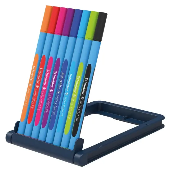 Slider Edge XB Ballpoint Pen, 1.4 mm, 8 Assorted Ink Colors in Adjustable Case Stand {2}