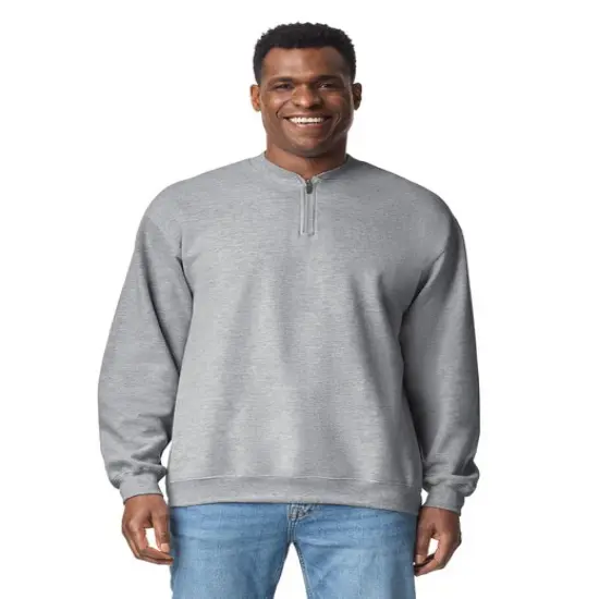Gildan&reg; Unisex Softstyle Midweight 1/4 Zip Long Sleeve Sweatshirt Sport Grey {1}