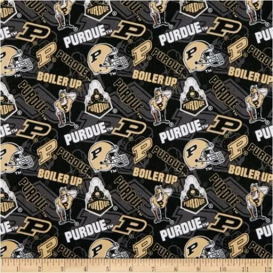 Licensed NCAA Purdue University Tone on Tone PU-1178 Cotton Fabric by the Yard {1}