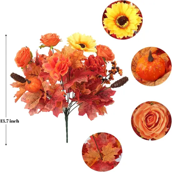 2 Bundles Fall Flowers - Orange Red {2}