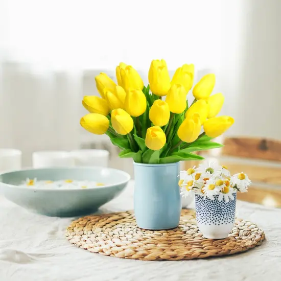 20pcs Fake Tulip Flowers Stem -Yellow {5}