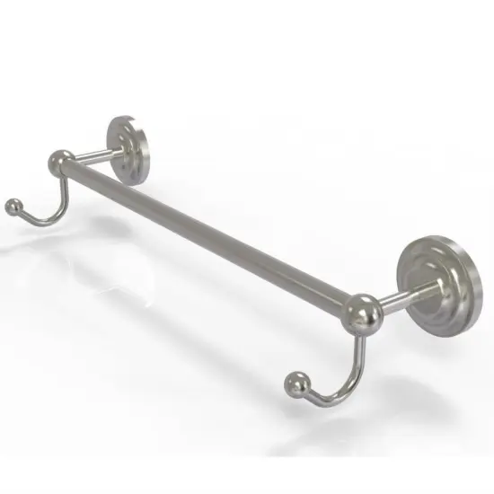 Prestige Que New Collection 18 Inch Towel Bar With Integrated Hooks - Pqn-41-18-Hk-Sn {1}