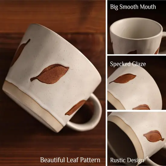Leaf Mug, 11 oz Ceramic Coffee Cup for Tea Latte Cappuccino {3}