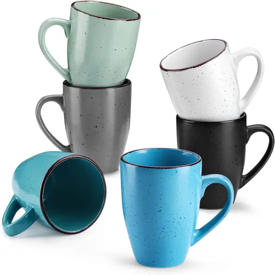 Moda Coffee Mugs Set of 6-12 oz Ceramic Coffee Cups {1}