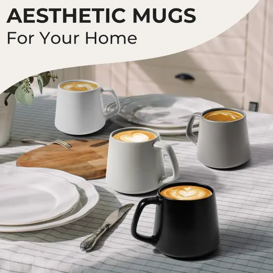 Coffee Mugs Set of 4 / Large Ceramic Coffee Cups (14 oz) {3}