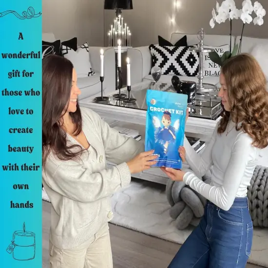 Crochet Kit DIY Doll Ballerina Craft Kits with Yarn Accessories Natural Fiber Crochet Doll Cute Handmade Plush Toy Kit {5}