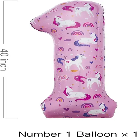 40 Inch Unicorn Number 1 Balloon 1st Unicorn Birthday Decorations for Girls Magical Unicorn Party Supplies Unicorn Balloons 1 {2}