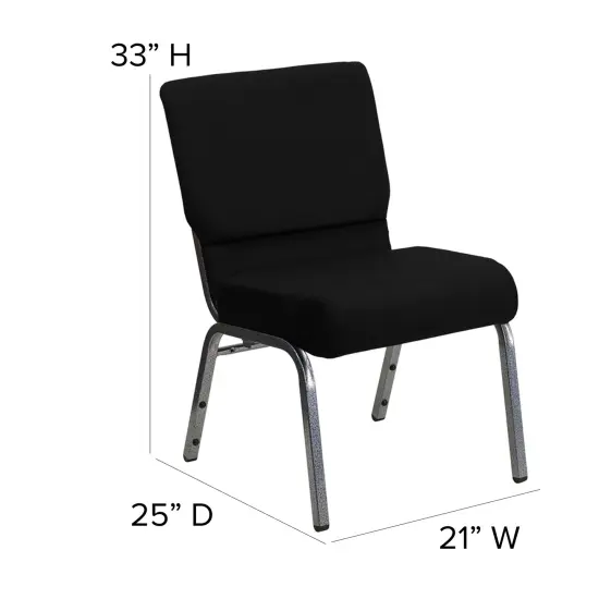 Emma and Oliver Stacking Auditorium Chair with 21" Seat BlackFab/SilverVein {4}