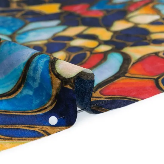 1 Yard Silk Charmeuse Fabric Stained Glass Flower 53 inch Width {2}