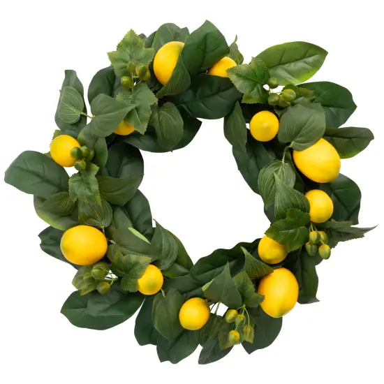 Northlight Lemon and Foliage Artificial Wreath, Yellow 22-Inch {3}