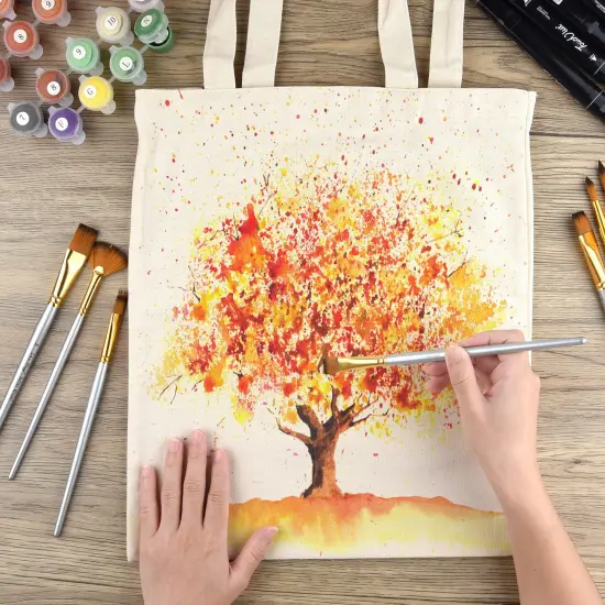 6 Pack Cotton Tote Bag Blank Canvas Bag Reusable Grocery Shopping Bags, Suitable for DIY Craft, Grocery, Shopping, Drawing, Promotion, Gift, Advertising, Activity {3}