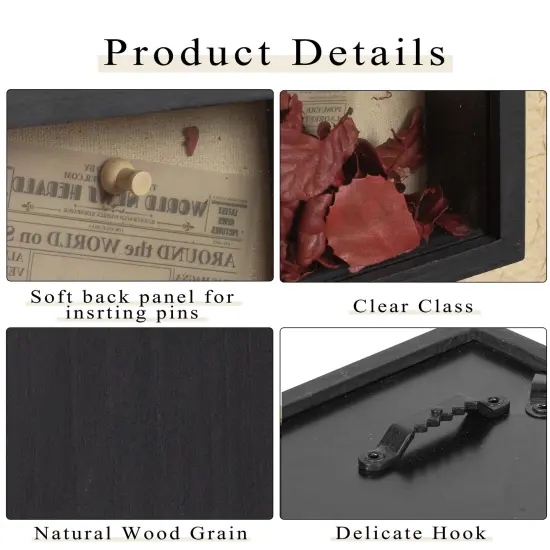 Fire Shadow Box Frame 6x6 Shadow Box Display Case with Linen Back of Awards Memorabilia Flower, Pictures, Keepsakes、Bouquet、Medals and More Photos Memory Box Black {4}